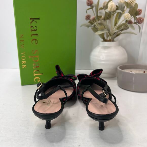 Kate Spade Daxton Heart Kitten Heel Slingback Black/Red Women 7.5M NWB Valentine - Picture 5 of 11